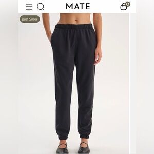 Mate The Label Organic Fleece Relaxed Pocket Jogger Sweatpants, black